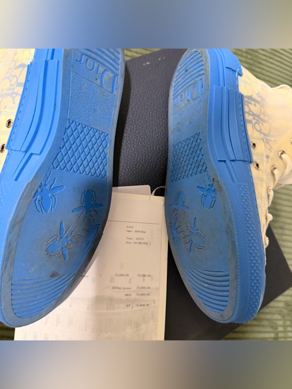 Dior High-Top Sneakers in White and Blue - Picture 3 of 5